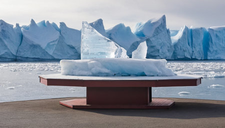 Iceberg on the beach in Antarctica. Global warming and climate change concept.の素材
