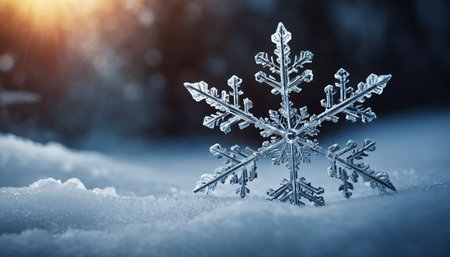 Snowflake in the snow. Winter background. Snowflakes.の素材