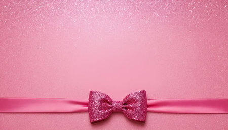 Pink bow tie on pink background with copy space for your text.の素材