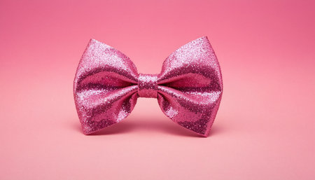 Pink bow on a pink background. The concept of the holiday.の素材