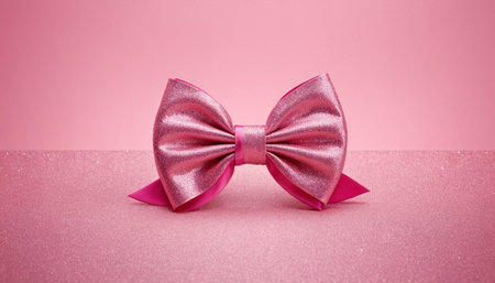 Pink bow tie on pink background with copy space for your text.の素材