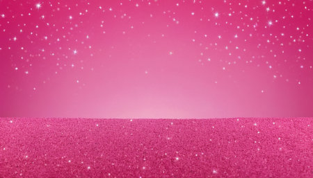 Pink glitter background with space for text, 3d rendering. Computer digital drawing.の素材