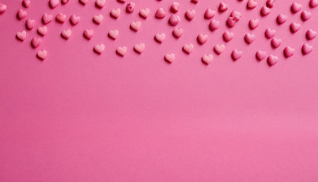 Valentine's day background. Pink hearts on pink background.の素材