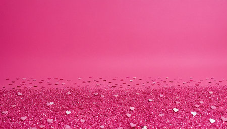 Valentine's day background. Pink heart confetti on pink background.の素材