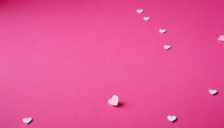 White hearts on a pink background. Valentine's day concept. Copy space.の素材