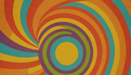 Retro colorful background with swirls and circles. Vector illustration.の素材