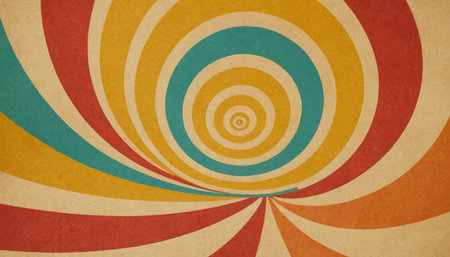 Retro background with spiral pattern. Vintage background with retro colors.の素材