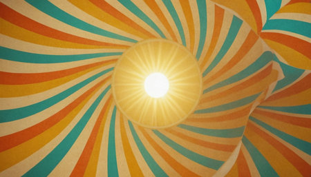 Circle with sunbeams on a colorful background - retro styleの素材
