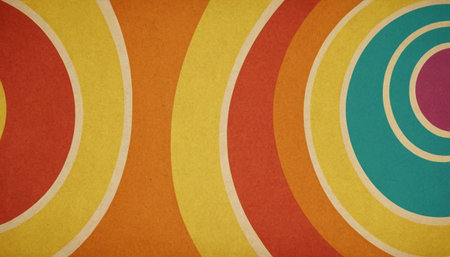 Retro background with colorful circles. Vintage background with copy space.の素材