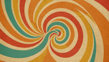 Retro background with swirls in orange, yellow and red colorsの素材