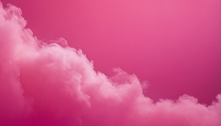 Pink sky and white cloud background with a pastel gradient color.の素材