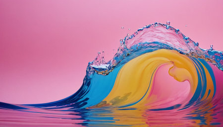 splashing water on a pink background, abstract wave on a pink backgroundの素材