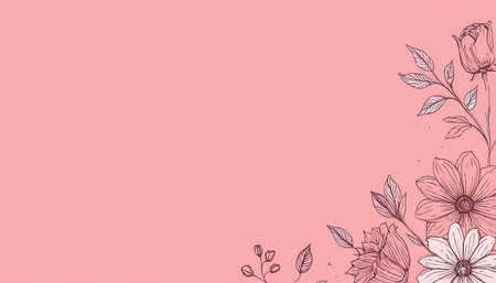 Floral background with hand drawn doodle flowers. Vector illustration.の素材