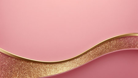 Luxury pink background with golden lines. 3d rendering.の素材