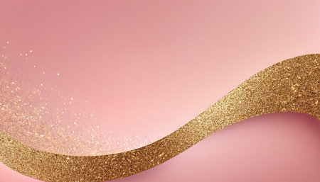 Abstract background with gold glittering wavy ribbon. Vector illustration.の素材