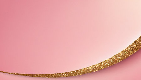 Abstract pink background with golden glitter. Festive background with copy space.の素材