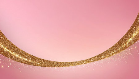 Pink background with golden glitter and sparkles. Vector Illustration.の素材