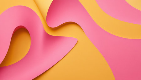 Abstract background of pink and yellow paper layers. 3d render illustrationの素材