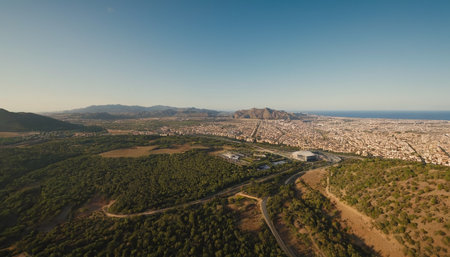 Aerial view of the city of Athens, Attica, Greeceの素材