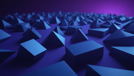 Abstract 3d rendering of chaotic pyramids. Futuristic background.の素材