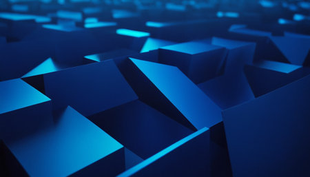 Abstract blue background with cubes. 3d rendering, 3d illustration.の素材