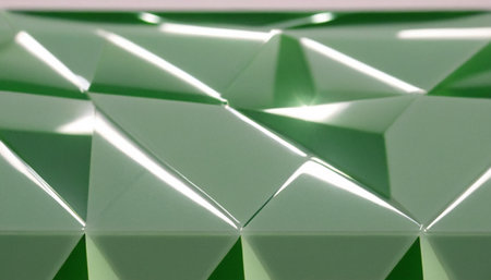 Green polygonal abstract background, 3d render, square imageの素材