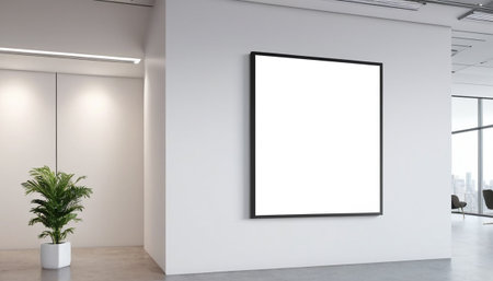 Modern bright interiors apartment with mock up poster frame 3D rendering illustrationの素材