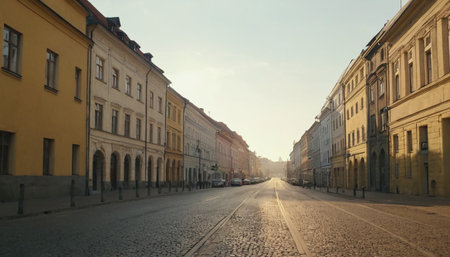 Old street in Prague, Czech Republic. Panoramic view.の素材