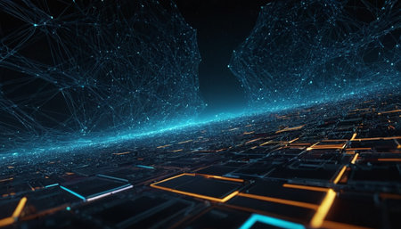 Futuristic technological background with connection lines and dots. 3D renderingの素材