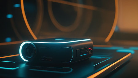 Close-up of a projector on a laptop. 3d renderingの素材