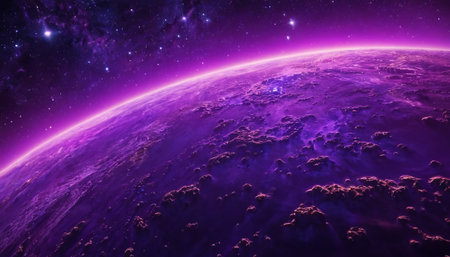 View of the planet Earth from space during a sunrise. 3D renderingの素材