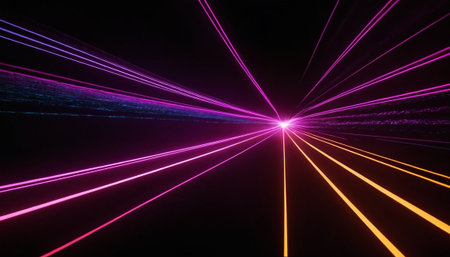 abstract background with glowing lines in the form of a tunnel.の素材