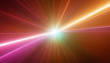 Abstract rays of light on the subject of science, technology and designの素材