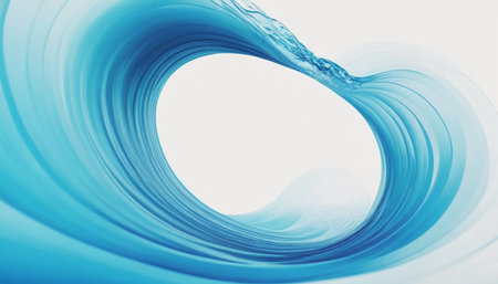 Abstract blue water wave on white background. 3d render illustration.の素材