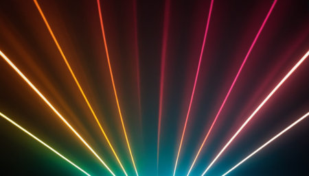 Colorful neon lines on a dark background. Abstract background for design.の素材