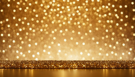 golden glitter christmas abstract background. bokeh lights.の素材