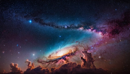 Milky way galaxy with stars and nebula in the universe.の素材