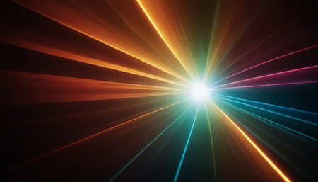 abstract background with rays of light and lens flare, computer generated imagesの素材