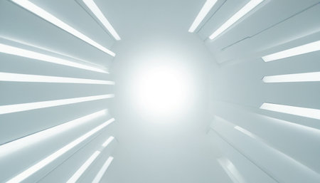 3d illustration of a white interior with a glowing light in the centerの素材