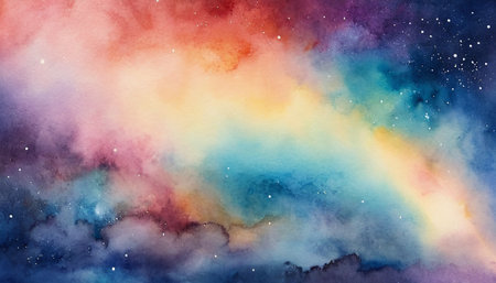 Abstract watercolor galaxy background. Hand painted illustration for your design.の素材