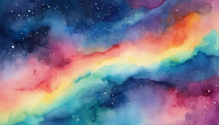 Abstract watercolor galaxy background. Hand drawn illustration for your design.の素材
