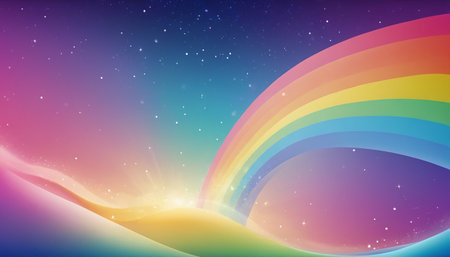 Rainbow background with stars and space for text. Vector illustration.の素材