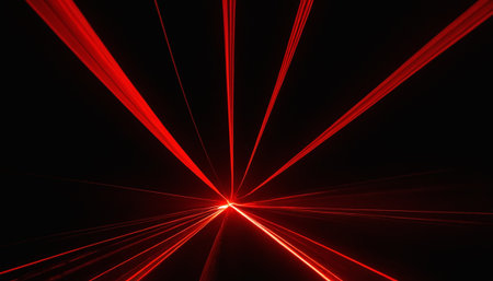 Red laser beams in the dark. Abstract background. 3D renderingの素材