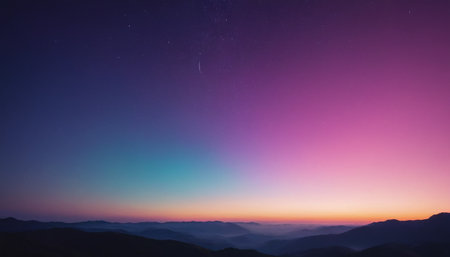 Beautiful starry sky over the mountains at dawn. Panoramaの素材
