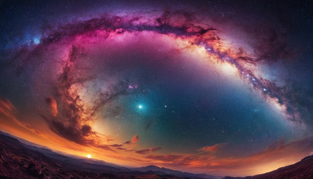 Star field in space with nebulae and stars. 3d renderingの素材