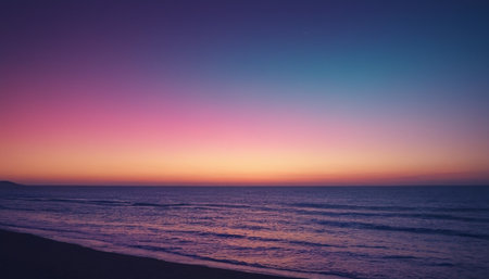 Beautiful sunset over the sea. Colorful sky. Toned.の素材