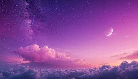 Night sky with stars and clouds. 3d rendering illustration for backgroundの素材