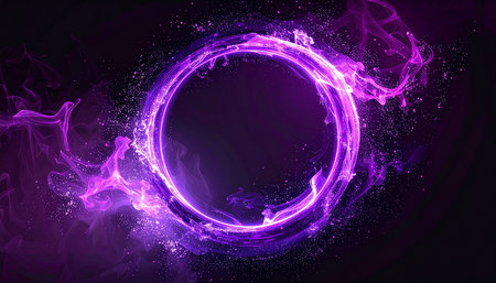 Abstract background with neon circle. Glowing neon circle. Vector illustrationの素材