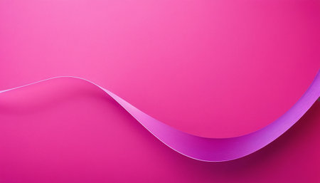Purple curved ribbon on pink background. Color of the year 2019.の素材