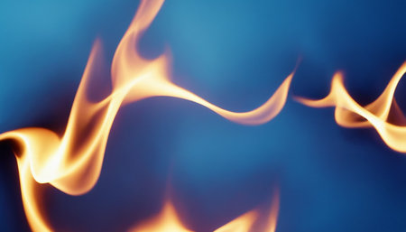 fire flames on a dark blue background close-up, abstract backgroundの素材